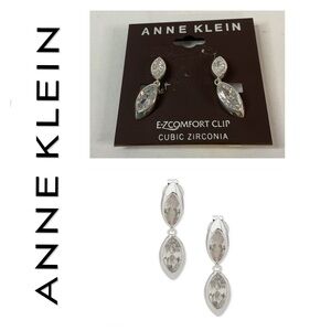 🌟 Anne Klein CZ Stone Clip On Earrings